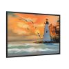88289-1246.jpg Lighthouse Seagulls and a Beautiful Sky Framed Canvas