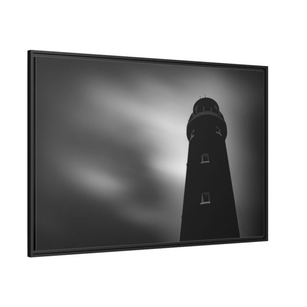 Lighthouse in Black and White Framed Canvas