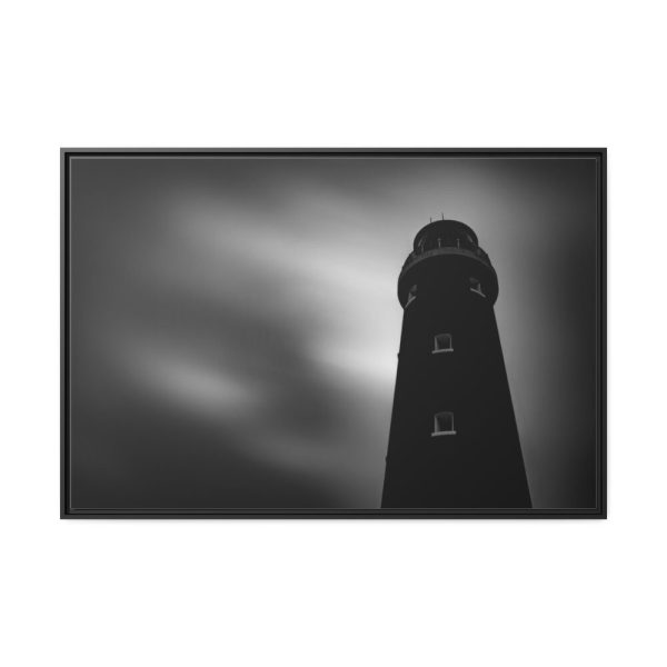 Lighthouse in Black and White Framed Canvas