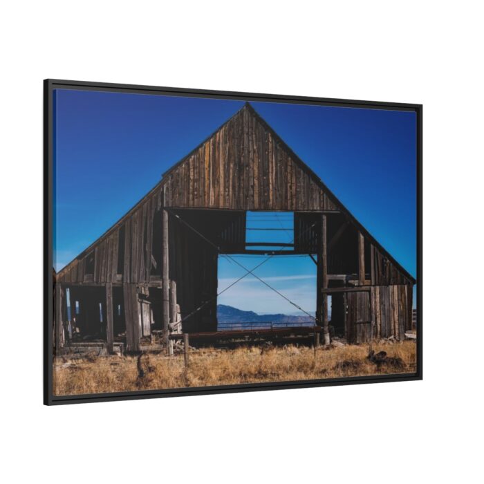 Barn Old Weathered Wooden Framed Canvas - Image 1