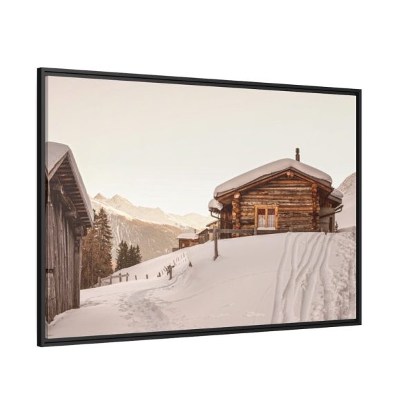Cabin in the Winter Framed Canvas
