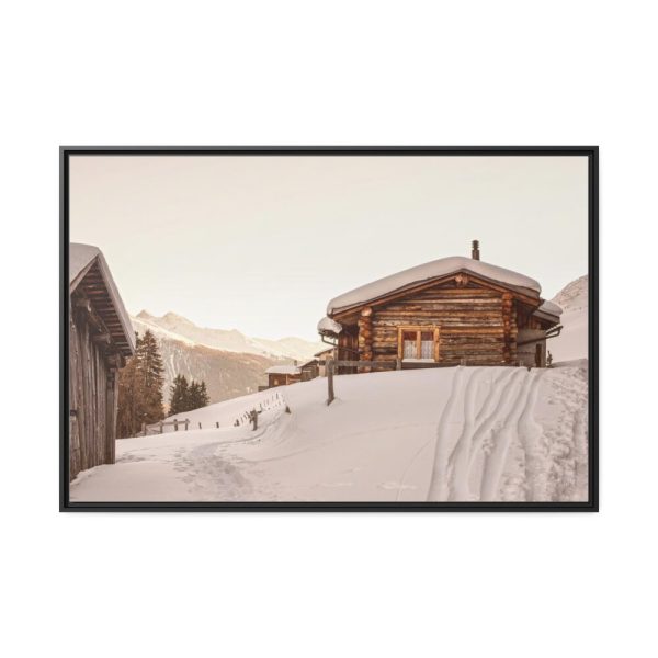 Cabin in the Winter Framed Canvas