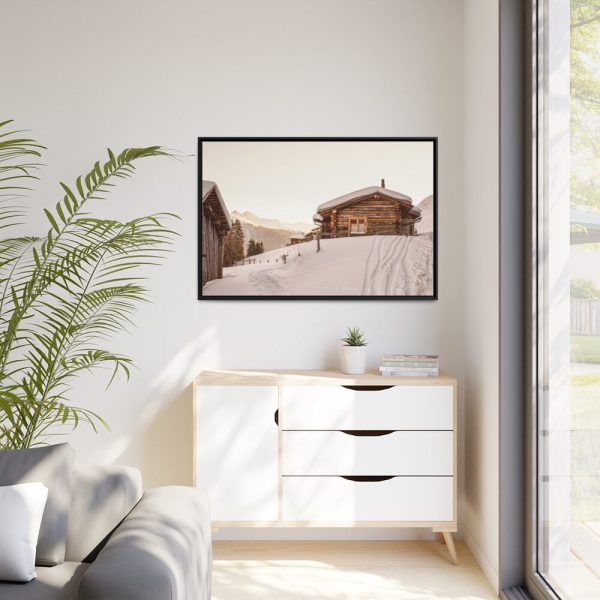 Cabin in the Winter Framed Canvas