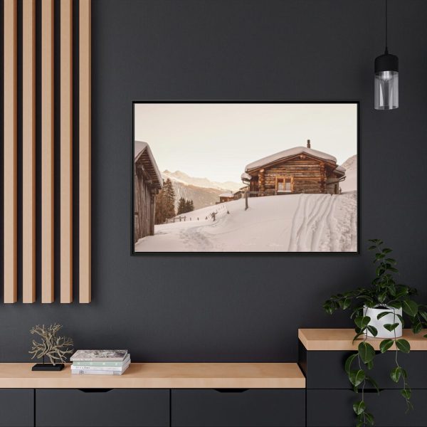 Cabin in the Winter Framed Canvas