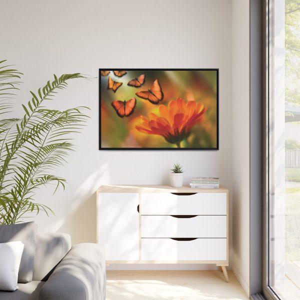 88289-133.jpg Butterfly on Orange Flower Framed Camvas