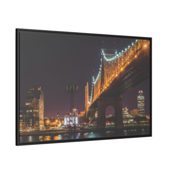 88289-1336.jpg A Well-lit Bridge at Nightfall Across the Waters Framed Canvas