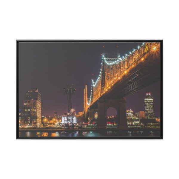 88289-1337.jpg A Well-lit Bridge at Nightfall Across the Waters Framed Canvas