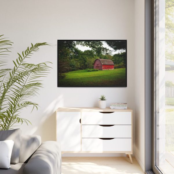 Red Rustic Barn Framed Canvas