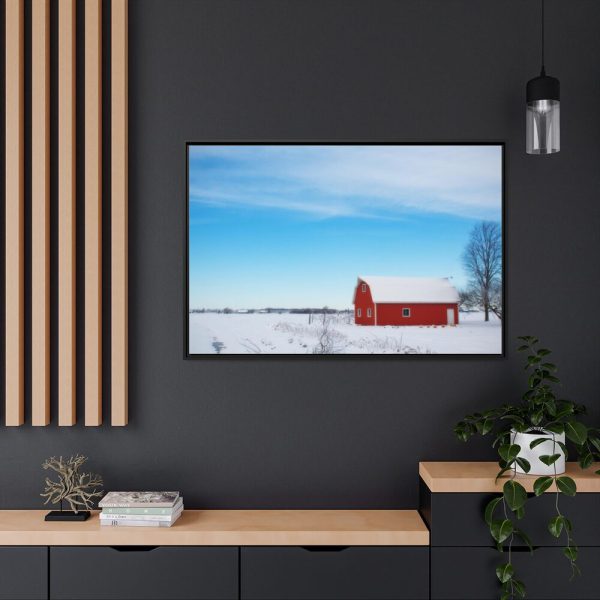 88289-1455.jpg Red Barn in the Winter Framed Canvas