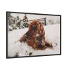 Dog Lying on Snow Framed Canvas