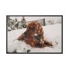 Dog Lying on Snow Framed Canvas