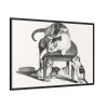 Domestic Cat on a Stool and Three Kittens by Gottfried Mind Framed Canvas