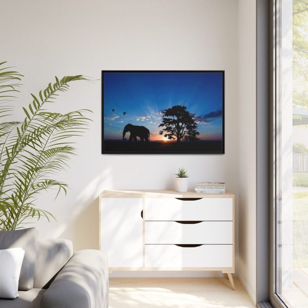 88289-288.jpg Elephant and Sunset Framed Canvas