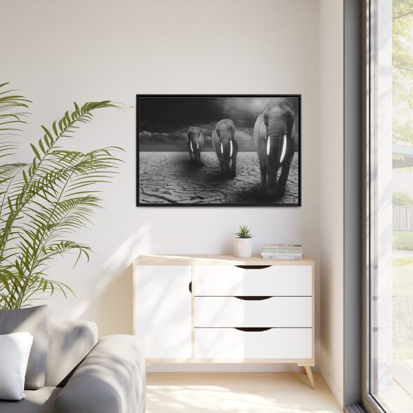 Elephants in Africa, Safari Framed Canvas