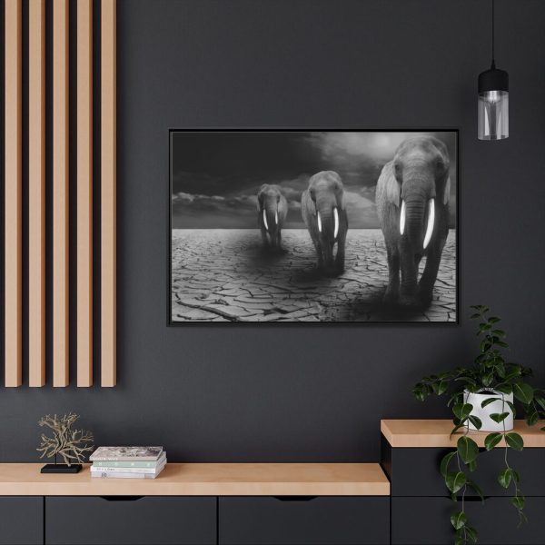 Elephants in Africa, Safari Framed Canvas