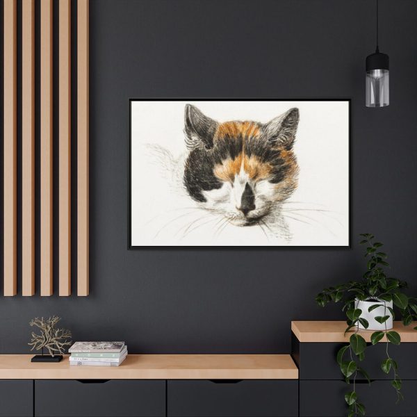 88289-314.jpg Head of a Calico Cat with Closed Eyes by Jean Bernard Framed Canvas
