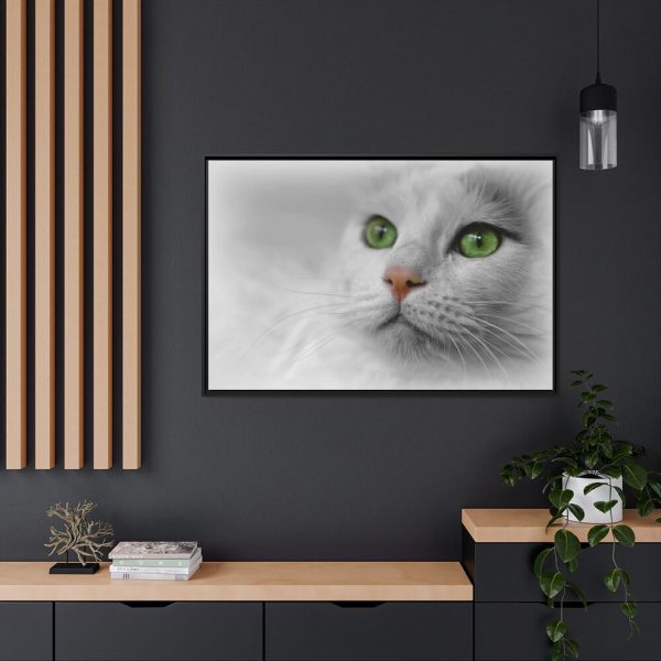 88289-374.jpg Beautiful Cat with Green Eyes Framed Canvas