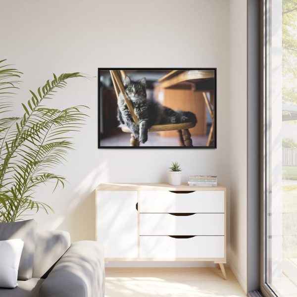 88289-388.jpg Beautiful Cat on Chair Framed Canvas