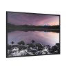Snowy Mountains Over Lake Framed Canvas