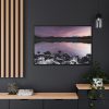 Snowy Mountains Over Lake Framed Canvas