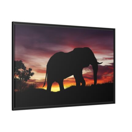 Elephant and Sunset in Africa Framed Canvas