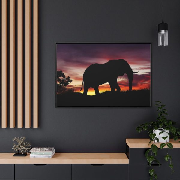 88289-529.jpg Elephant and Sunset in Africa Framed Canvas