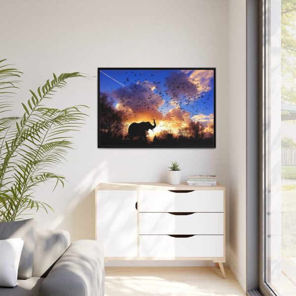 88289-533.jpg Elephants and Birds in the Nature Framed Canvas