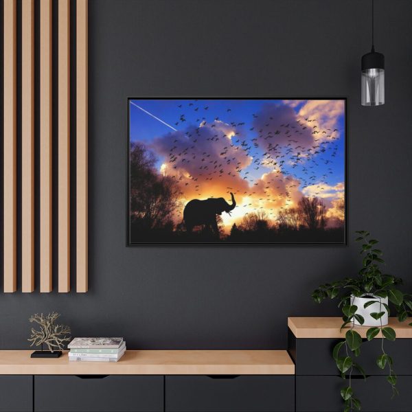88289-534.jpg Elephants and Birds in the Nature Framed Canvas