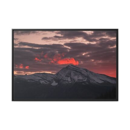 Mountain Under Cloudy Skies at Daytime Framed Canvas