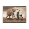 88289-556.jpg Elephant Play on the Rain with Umbrella Framed Canvas