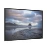 Misty View of the Mountain and Beach Framed Canvas