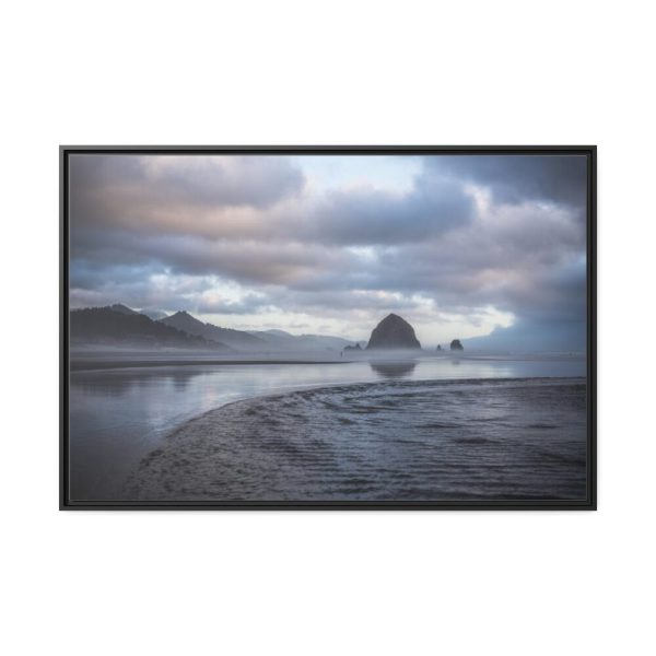 Misty View of the Mountain and Beach Framed Canvas