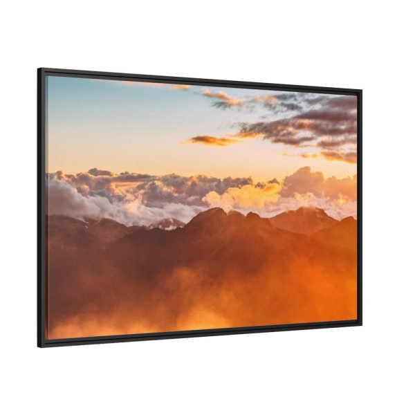 88289-615.jpg Clouds Envelope a Mountain Range During Sunset Framed Canvas