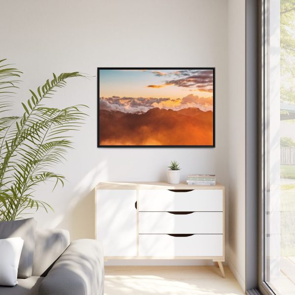 88289-618.jpg Clouds Envelope a Mountain Range During Sunset Framed Canvas