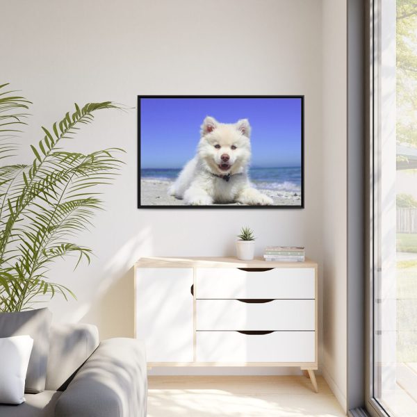 88289-63.jpg Dog on the Beach Framed Canvas