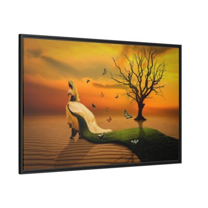 Woman in Desert on the Sand Framed Canvas