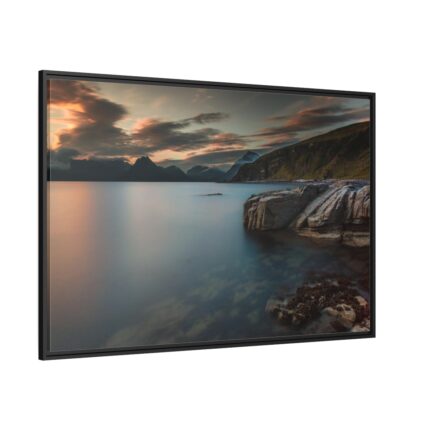 Sunset Among the Mountains Framed Canvas