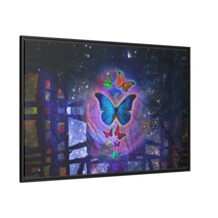 Butterfly Abstract Colorful Design Framed Canvas