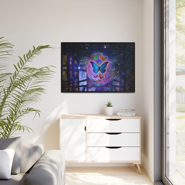 88289-73.jpg Butterfly Abstract Colorful Design Framed Canvas