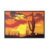 88289-731.jpg Cactus in Desert, Yellow Sky and Cow Framed Canvas