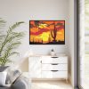 88289-733.jpg Cactus in Desert, Yellow Sky and Cow Framed Canvas