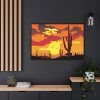 88289-734.jpg Cactus in Desert, Yellow Sky and Cow Framed Canvas