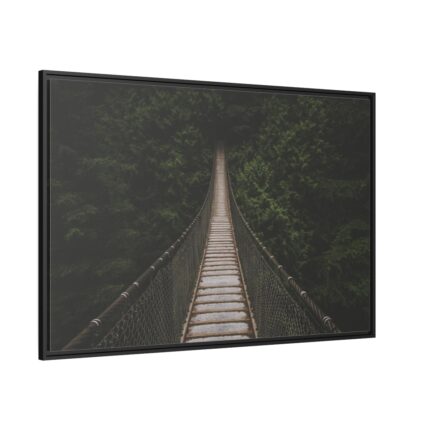 Bridge Leading to a Dense Forest Framed Canvas