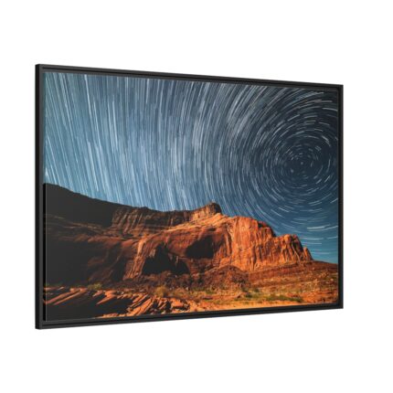 Swirling Stars in a Night Sky Over Lake Powell Framed Canvas