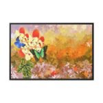 Butterflys on Flowers Background Framed Canvas - Image 2