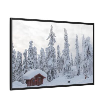 Snowfall on Trees Framed Canvas