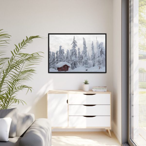 Snowfall on Trees Framed Canvas