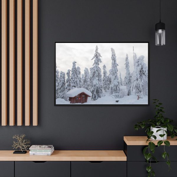 Snowfall on Trees Framed Canvas