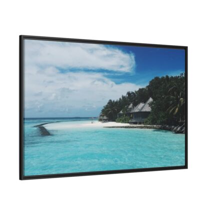 Beach View With White Sand and Blue Ocean in Summer Framed Canvas