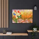 Butterflys on Flowers Background Framed Canvas - Image 5